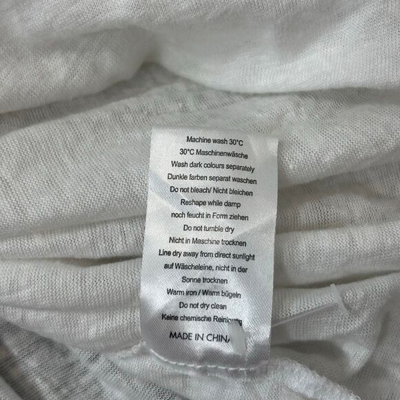 Wrap London Linen Blouse Womens 14 white tassel tie Long Sleeve Peasant large - Picture 10 of 13